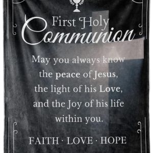Best First Communion Gifts - Plush Flannel Blanket With Cross
