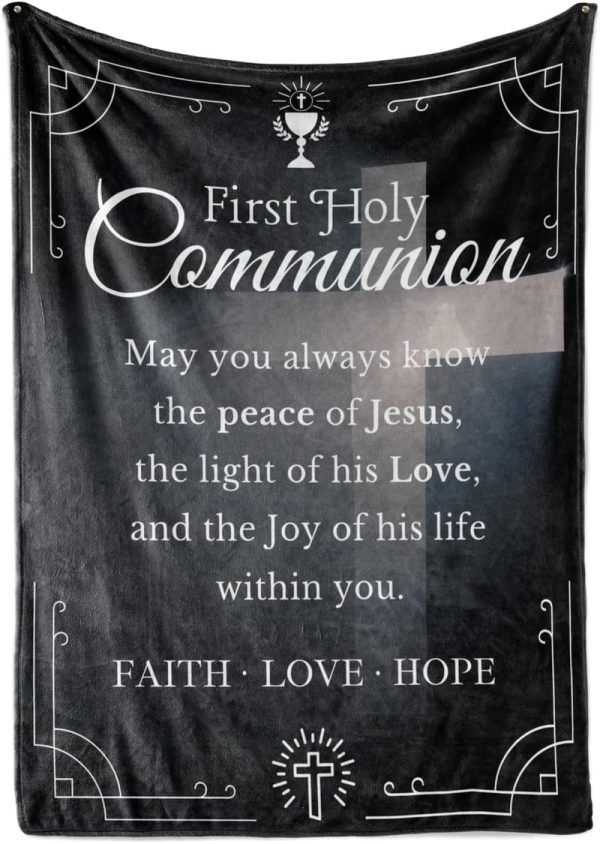 Best First Communion Gifts - Plush Flannel Blanket With Cross