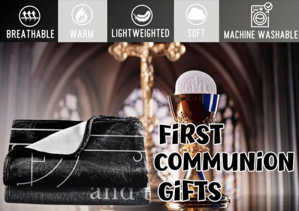 Best First Communion Gifts - Plush Flannel Blanket With Cross - Image 2
