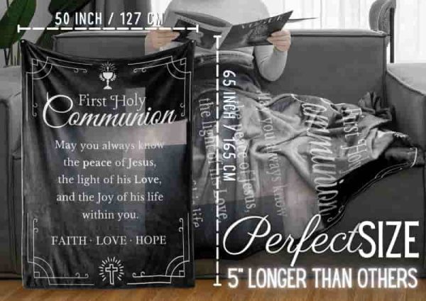 Best First Communion Gifts - Plush Flannel Blanket With Cross - Image 3