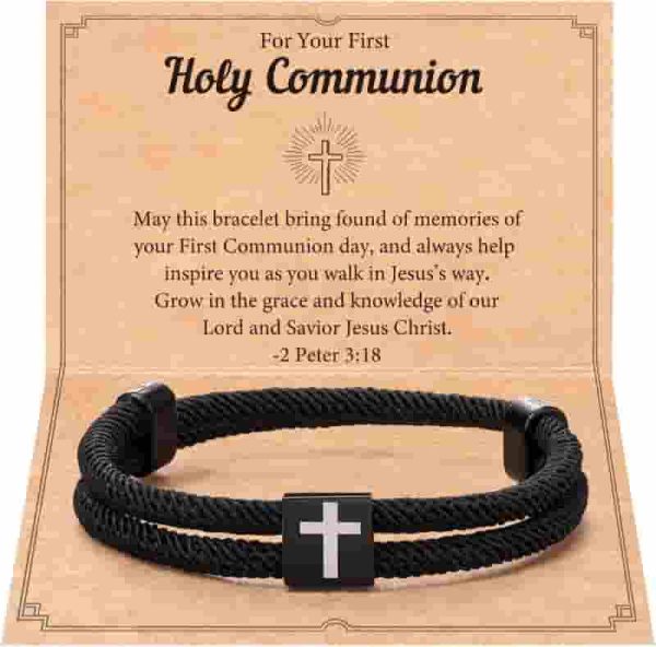 Best Adjustable Faith Cross Bracelet For Teen Boys – Perfect Communion Gift