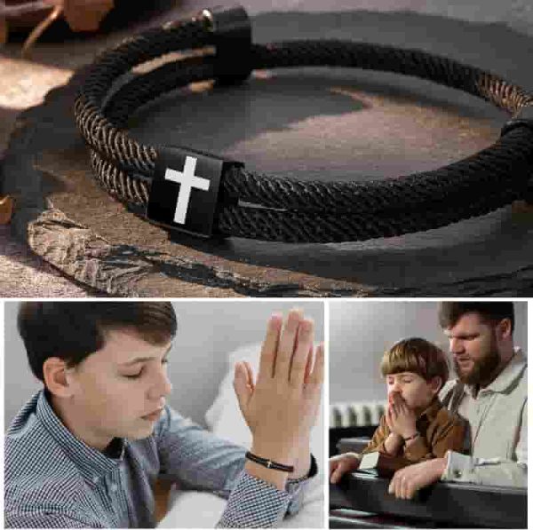 Best Adjustable Faith Cross Bracelet For Teen Boys – Perfect Communion Gift - Image 3