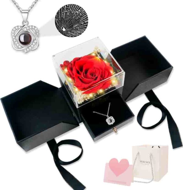 Best Preserved Rose & I Love You Necklace Gift Set