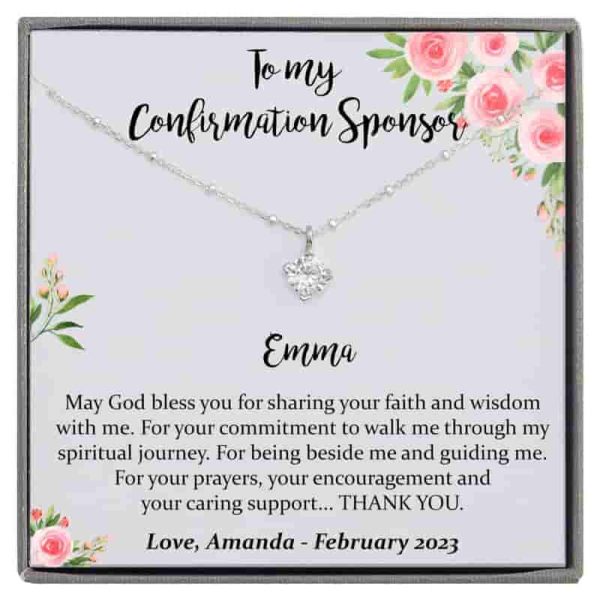 Best Personalized Confirmation Sponsor Necklace - 14k Gold Or Silver