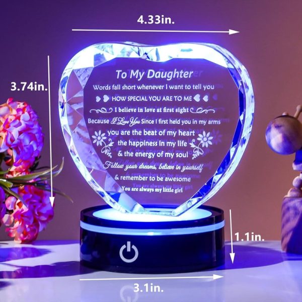 Best Daughter Gift - Crystal Heart Keepsake With Led Light Base - Image 2