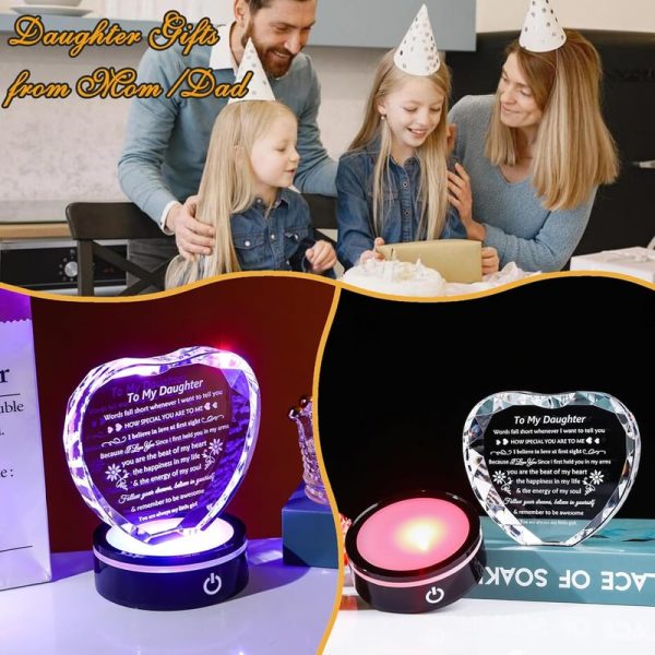 Best Daughter Gift - Crystal Heart Keepsake With Led Light Base - Image 4