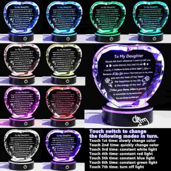 Best Daughter Gift - Crystal Heart Keepsake With Led Light Base - Image 5