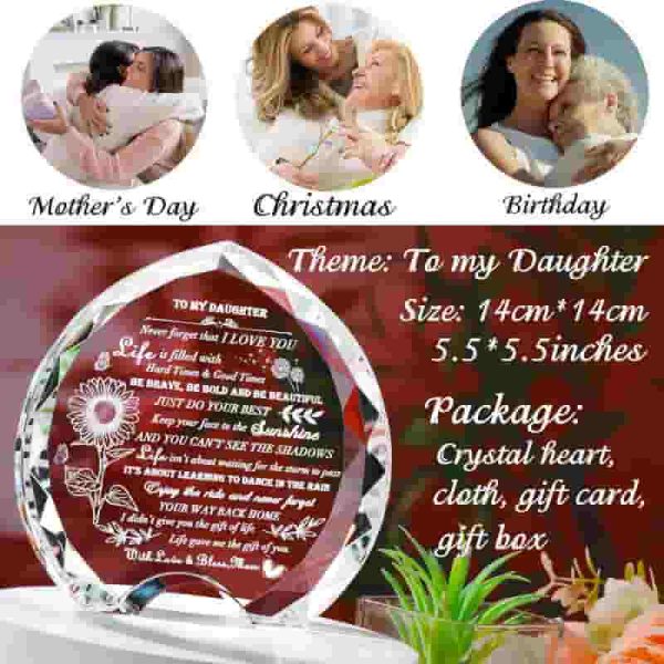 Crystal Heart Gifts For Daughter From Mom - Personalized Keepsake - Image 2