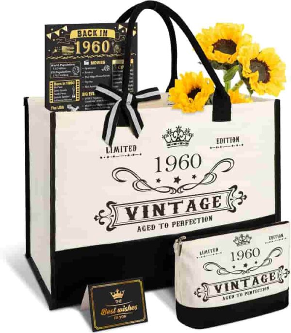 Unique 65th Birthday Canvas Tote & Cosmetic Bag Gift Set