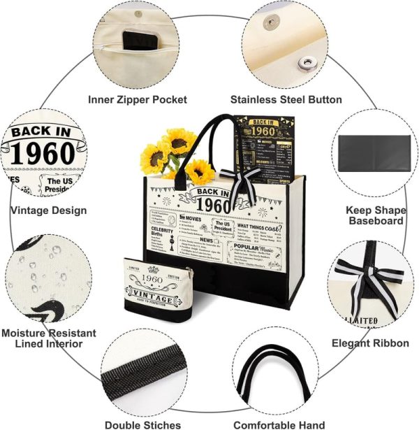 Unique 65th Birthday Canvas Tote & Cosmetic Bag Gift Set - Image 2
