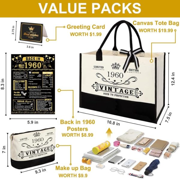 Unique 65th Birthday Canvas Tote & Cosmetic Bag Gift Set - Image 4