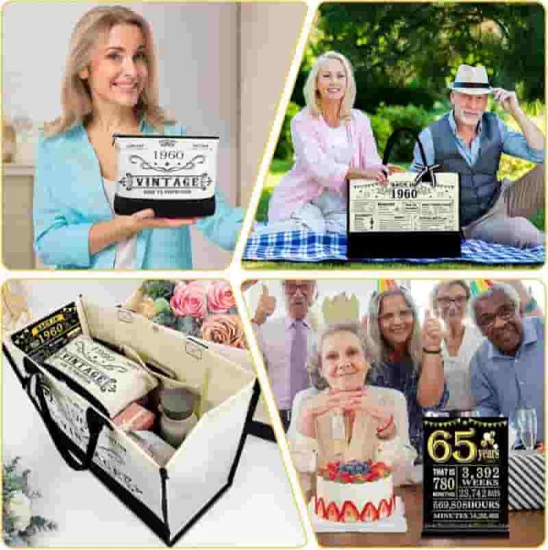 Unique 65th Birthday Canvas Tote & Cosmetic Bag Gift Set - Image 5
