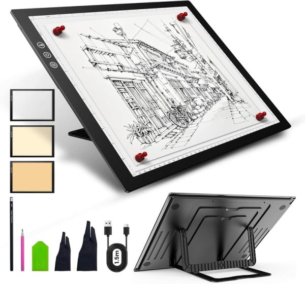 Caupureye Rechargeable A3 Light Pad With Stand For Artists
