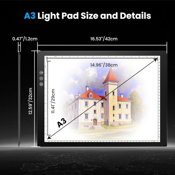 Caupureye Rechargeable A3 Light Pad With Stand For Artists - Image 6