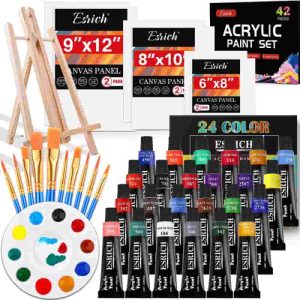 Esrich Acrylic Paint Set - 42-piece Art Kit For Beginners & Artists