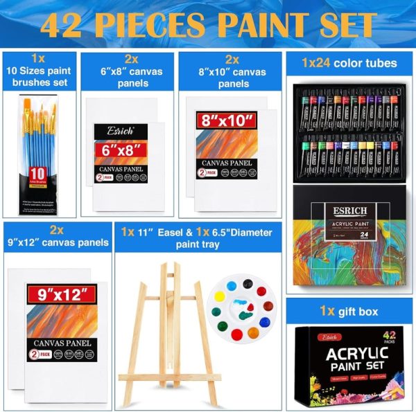 Esrich Acrylic Paint Set - 42-piece Art Kit For Beginners & Artists - Image 4