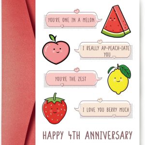 Cute 4th Anniversary Card With Fruit Puns For Couples