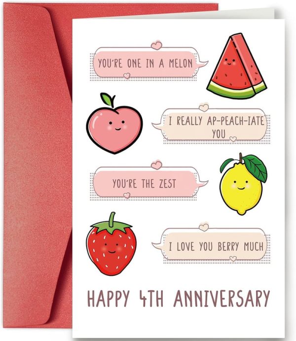 Cute 4th Anniversary Card With Fruit Puns For Couples