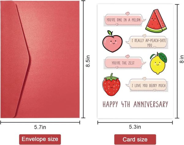 Cute 4th Anniversary Card With Fruit Puns For Couples - Image 2