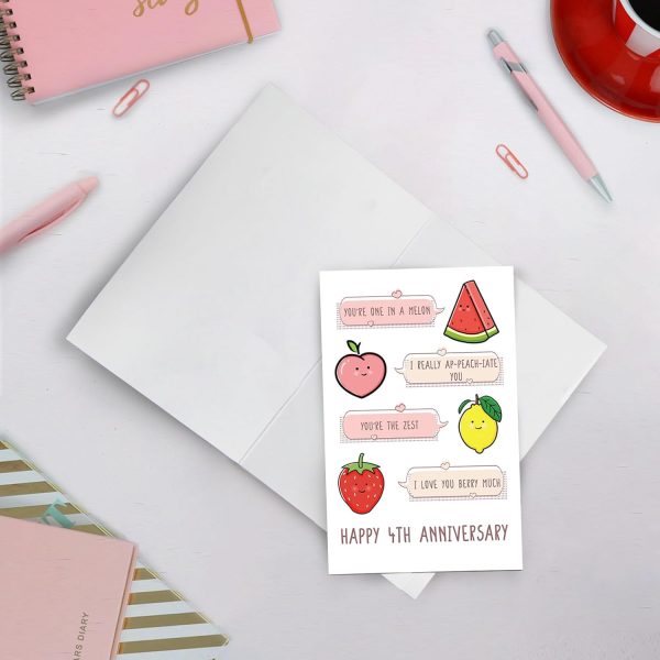 Cute 4th Anniversary Card With Fruit Puns For Couples - Image 3