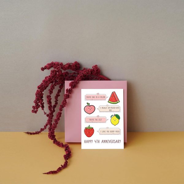 Cute 4th Anniversary Card With Fruit Puns For Couples - Image 4