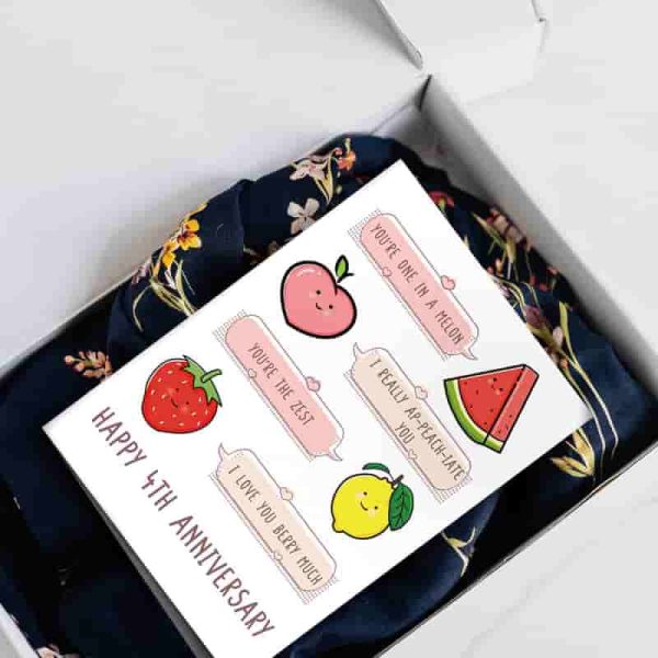 Cute 4th Anniversary Card With Fruit Puns For Couples - Image 5