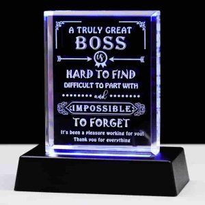 Best Boss Ever Crystal Keepsake With Led Base