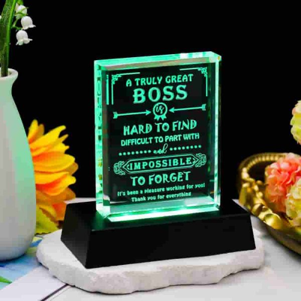 Best Boss Ever Crystal Keepsake With Led Base - Image 3