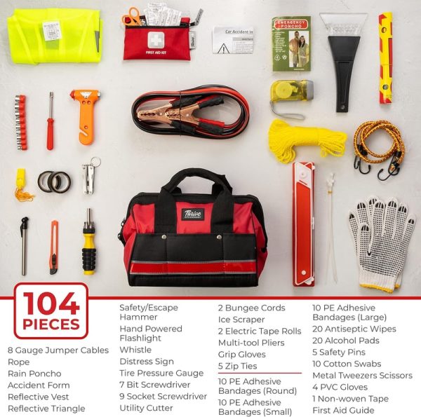 Best Roadside Car Emergency Kit - 104 Pieces & Safety Essentials - Image 2