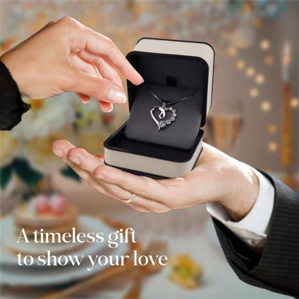 Platinum Birthstone Heart Necklace Gift For Her Anniversary - Image 3