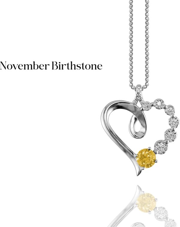 Platinum Birthstone Heart Necklace Gift For Her Anniversary - Image 4