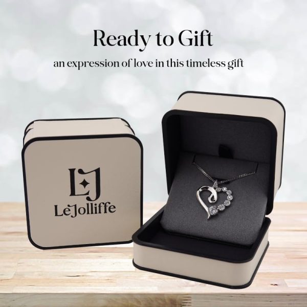 Platinum Birthstone Heart Necklace Gift For Her Anniversary - Image 6