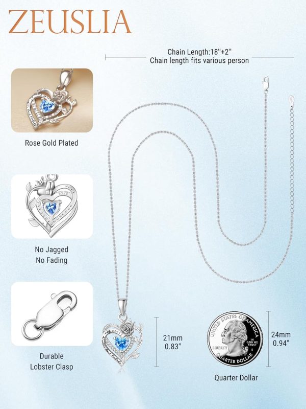 Sterling Silver Mom Pendant - Birthstone Heart Jewelry Gift - Image 2