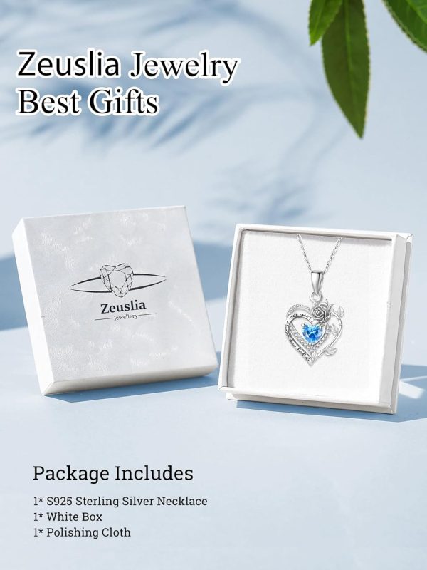 Sterling Silver Mom Pendant - Birthstone Heart Jewelry Gift - Image 4