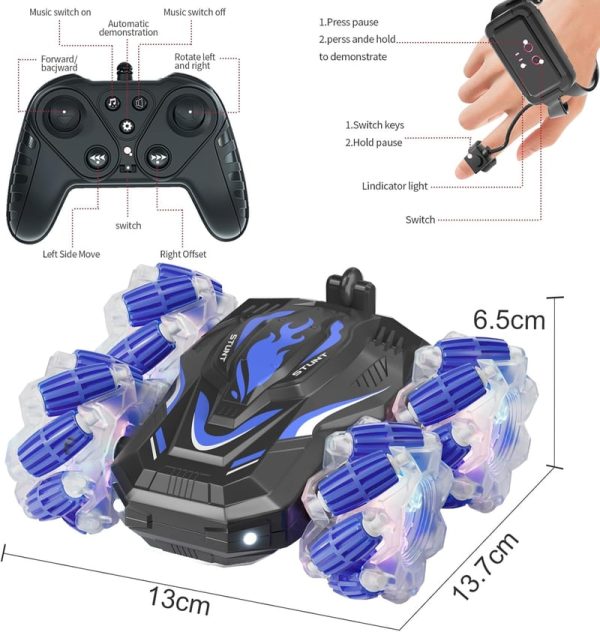 Gesture Sensing Rc Stunt Car – 360° Spins & Lights, Best Gift For Boys - Image 2