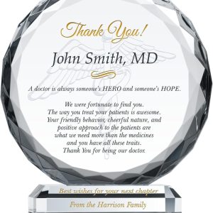 Personalized Crystal Doctor Appreciation Gift Plaque - Unique Thank You Or Retirement Gift