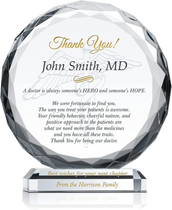 Personalized Crystal Doctor Appreciation Gift Plaque - Unique Thank You Or Retirement Gift