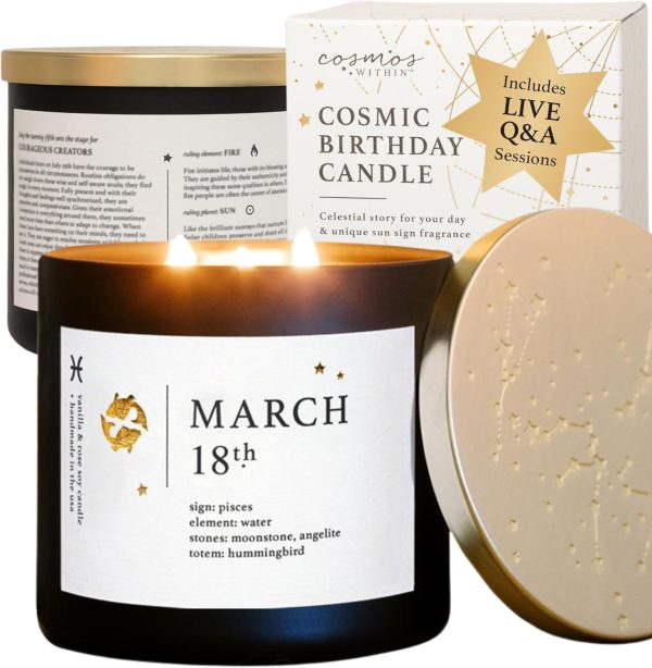 March 18th Personalized Pisces Candle - Perfect Birthday Gift