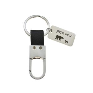 Personalized Papa Bear Keychain - Best Christmas Gift For Dad