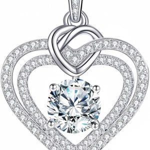 Best Moissanite Heart Necklace Gift For Her S925