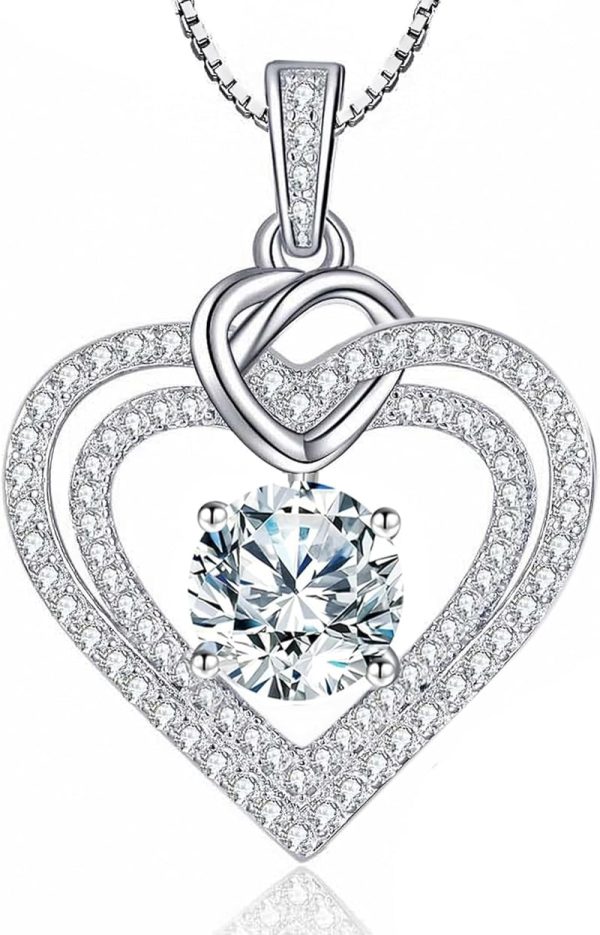 Best Moissanite Heart Necklace Gift For Her S925
