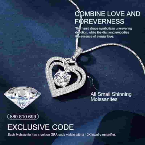 Best Moissanite Heart Necklace Gift For Her S925 - Image 3