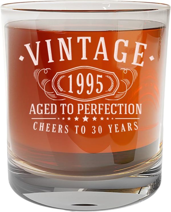 Best 30th Birthday Whiskey Glass - Vintage 1995 Gift