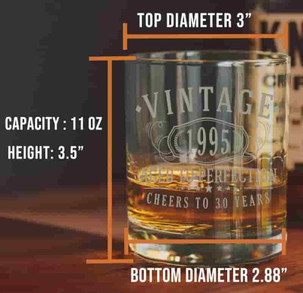 Best 30th Birthday Whiskey Glass - Vintage 1995 Gift - Image 2