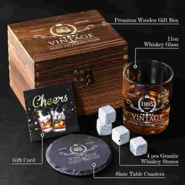 Best 30th Birthday Whiskey Glass Set For Men With Wood Box - Image 4