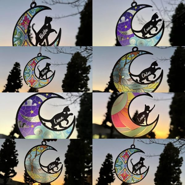 Personalized Cat Memorial Suncatcher Ornament - Stained Glass Look - Image 2