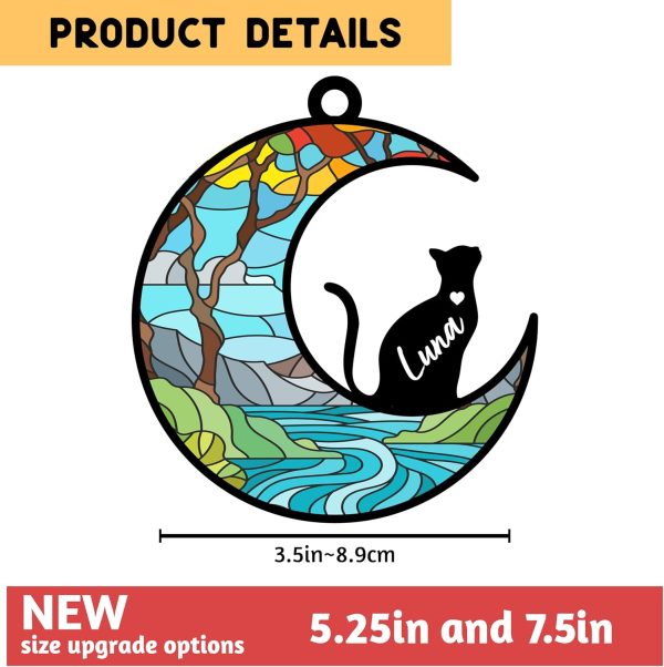 Personalized Cat Memorial Suncatcher Ornament - Stained Glass Look - Image 3