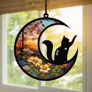 Best Cat Memorial Suncatcher - Personalized Stained Glass Gift