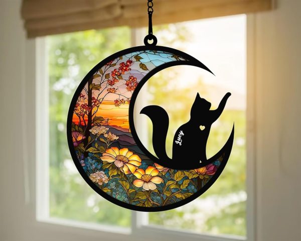Best Cat Memorial Suncatcher - Personalized Stained Glass Gift