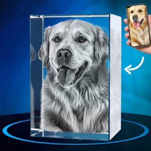 Personalized 3d Crystal Dog Memorial Gift - Laser Etched Photo